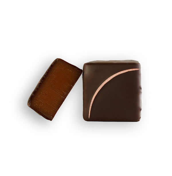 Dark Chocolate enrobed Raspberry Caramel (6 pieces)